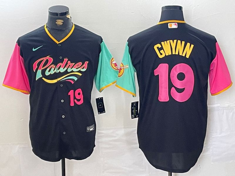 Men San Diego Padres #19 Gwynn Black City Edition 2024 Nike MLB Jersey style 13->san diego padres->MLB Jersey